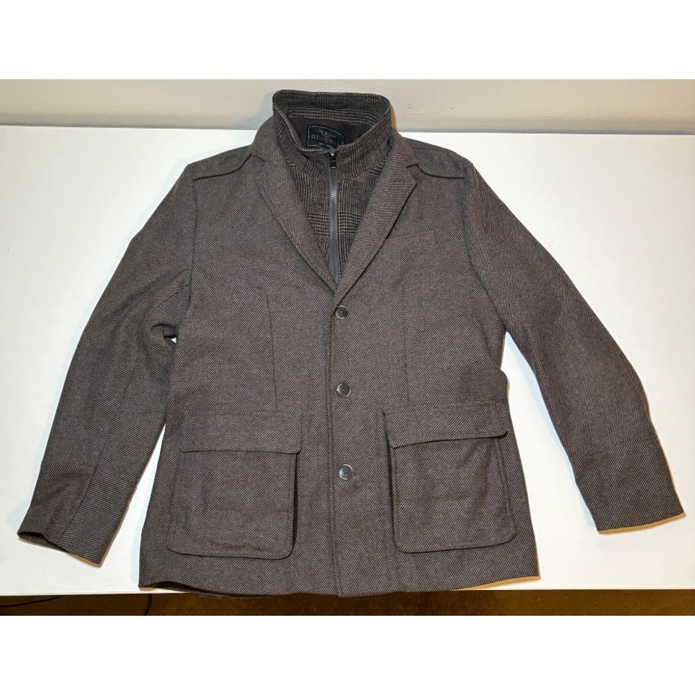 Jos. A. Bank Reserve Men's Brown Tweed Wool Blend Coat | Vest Liner | Large